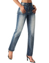 Women's Straight Leg Jeans Casual Mid Rise Stretchy Denim Pants Trendy Trouser Jeans