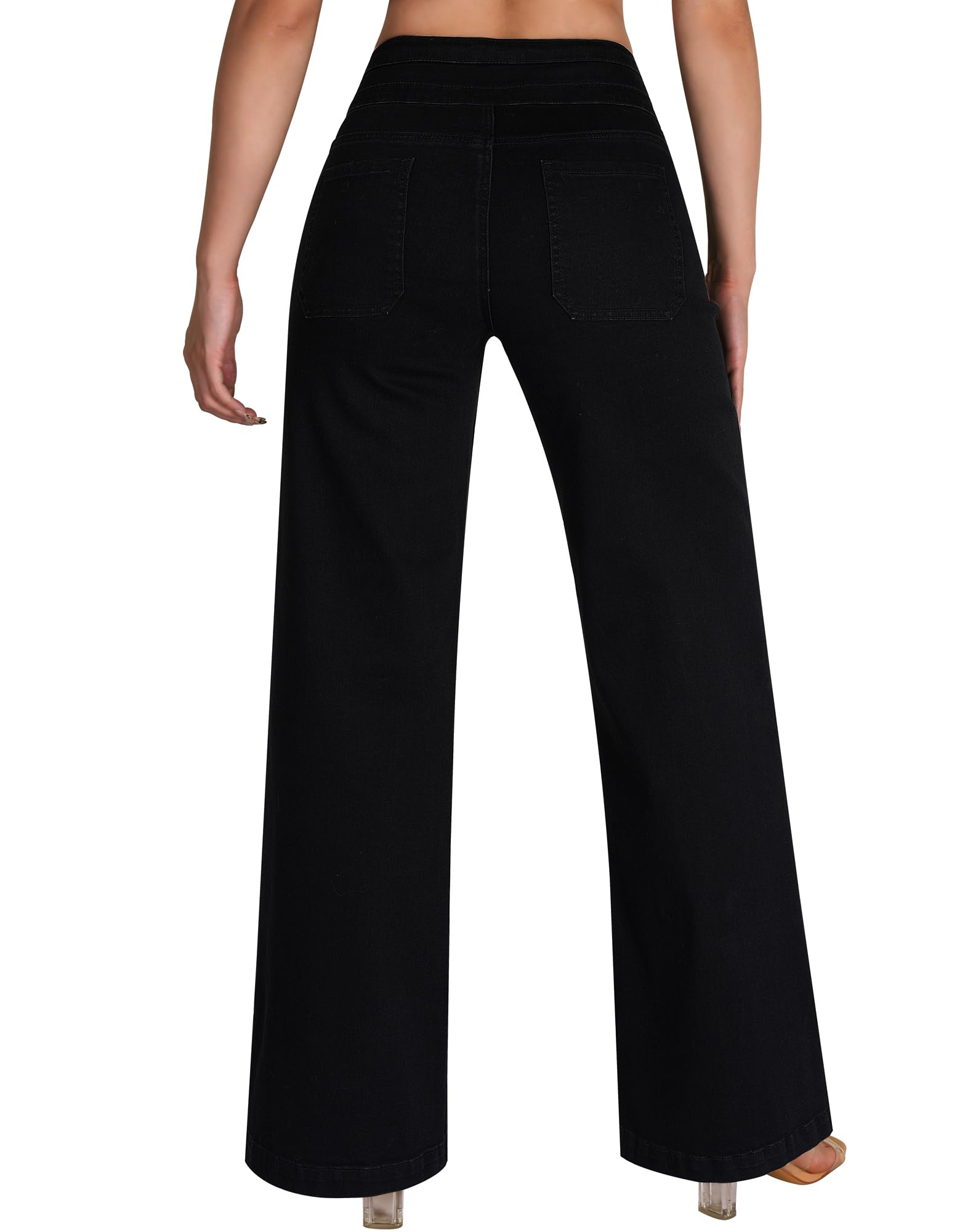 Wide Leg Sweatpant Jeans Woman High Waisted Stretchy Trendy Loose Denim Jeans