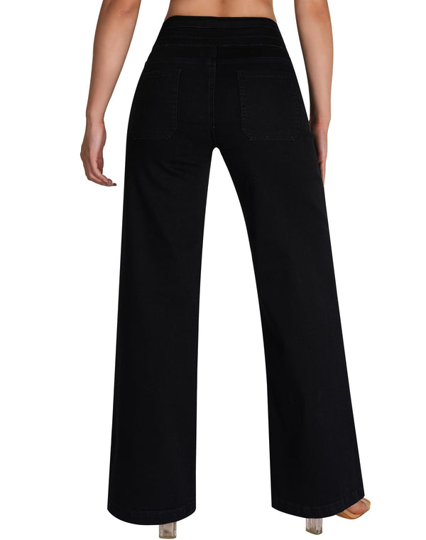 Wide Leg Sweatpant Jeans Woman High Waisted Stretchy Trendy Loose Denim Jeans
