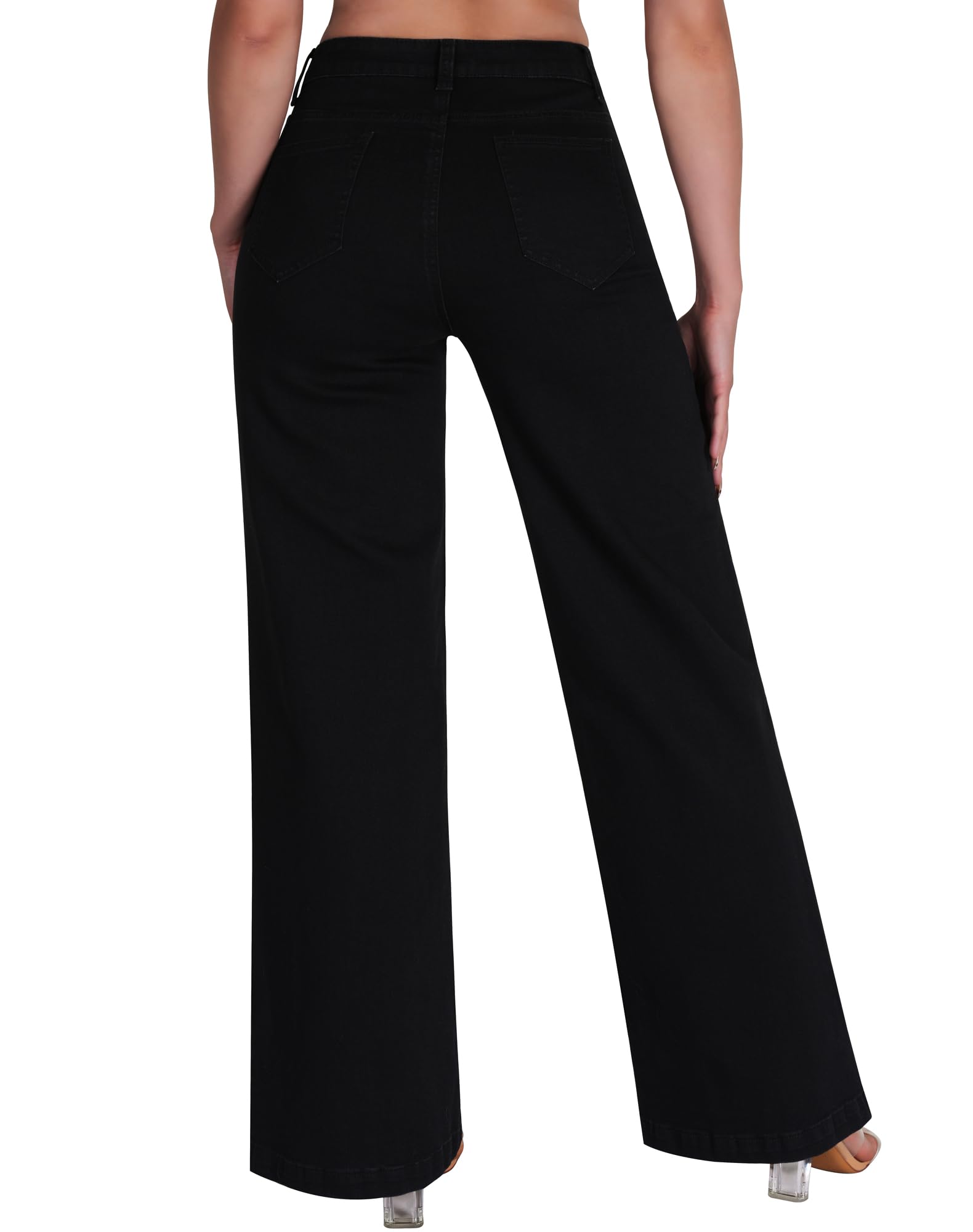 Women's Wide Leg Sweatpant Jeans High Waisted Trendy Stretchy Loose Trouser Jeans