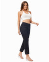 Women's Straight Leg Jeans High Waisted Stretchy Mom Jeans Cuffed Trouser Jeans with Patch Pockets