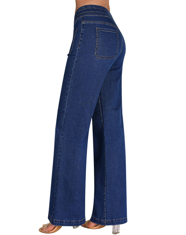 Wide Leg Sweatpant Jeans Woman High Waisted Stretchy Trendy Loose Denim Jeans