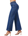 Women's Wide Leg Cropped Jeans High Waisted Ankle Trouser Jeans Boyfriend Stretchy Front Seam Denim Pants
