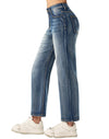 Women's Barrel Jeans High Waisted Wide Leg Cropped Jeans Stretchy Baggy Ankle Denim Pants