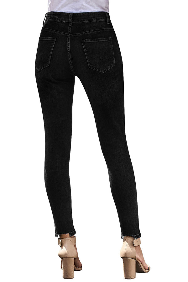 Mid Rise Ripped Stretchy Ankle Skinny Jeans