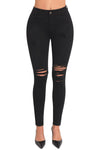 Women's Essentials Ripped Mid Rise Destroyed Skinny Jeans