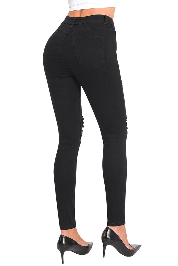 Women's Essentials Ripped Mid Rise Destroyed Skinny Jeans