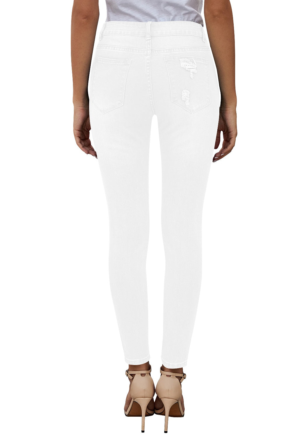 Mid Rise Ripped Stretch Skinny Jeans