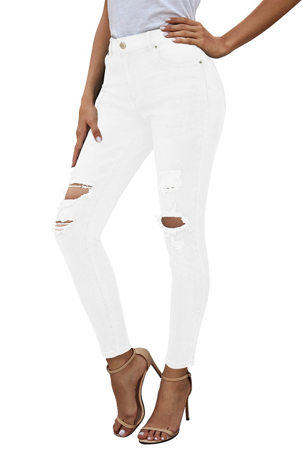 Mid Rise Ripped Stretch Skinny Jeans