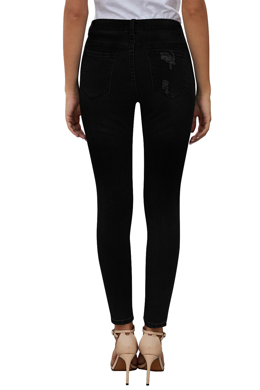 Mid Rise Ripped Stretch Skinny Jeans