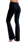 MID RISE DISTRESSED FLARE JEANS#color_black