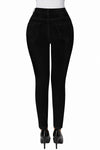 High Rise Buttons Belt Skinny Jeans#color_black