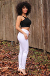 High Rise Ripped Stretchy Skinny Ankle Jeans#color_white