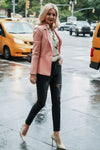 High Rise Ripped Stretchy Skinny Ankle Jeans#color_black