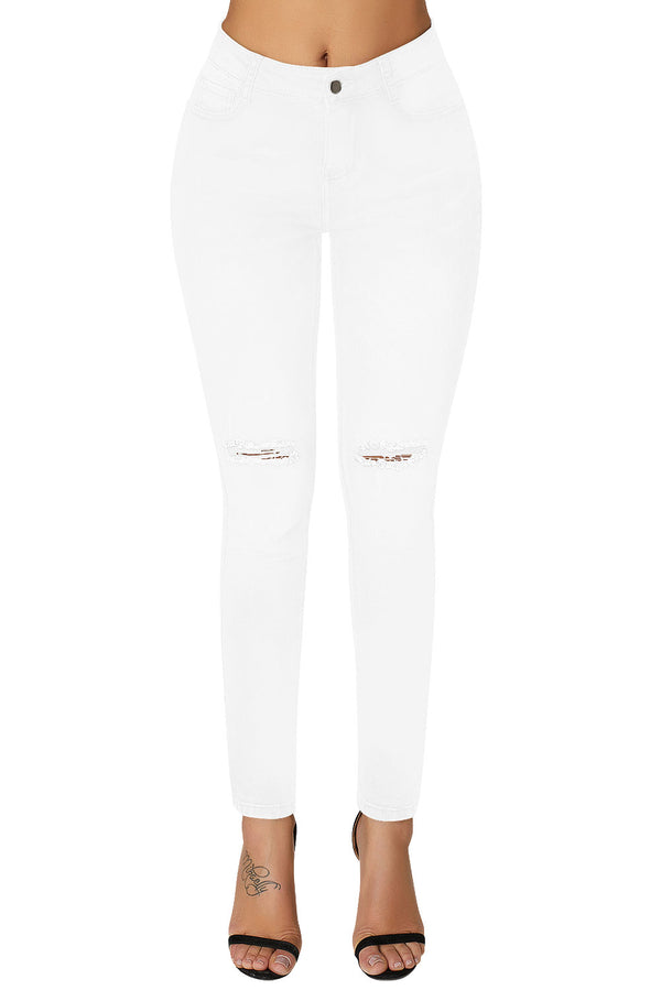 Mid Rise Ripped Stretchy Skinny Jeans