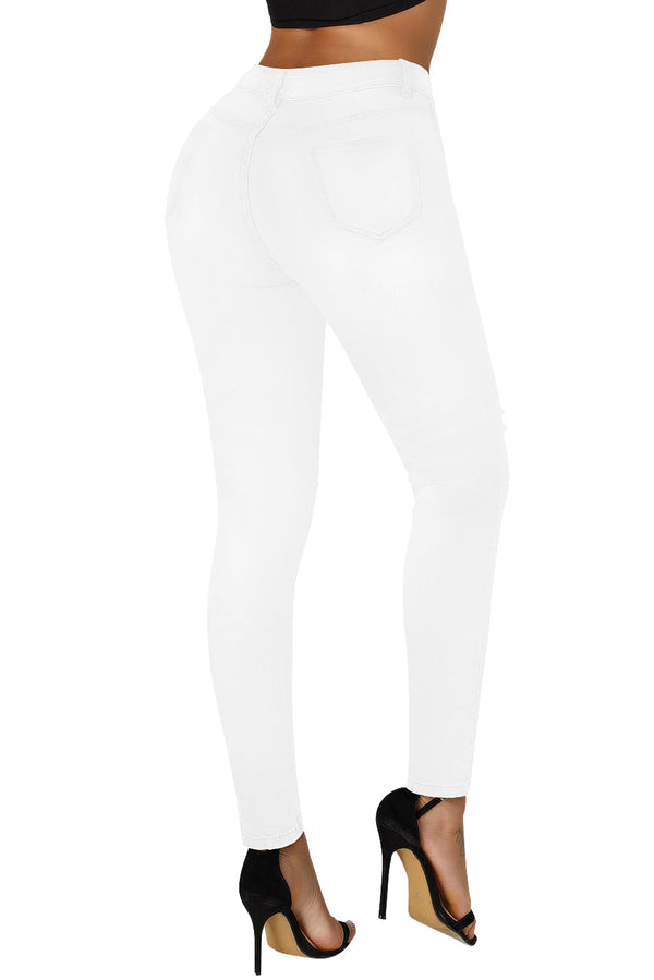 Mid Rise Ripped Stretchy Skinny Jeans