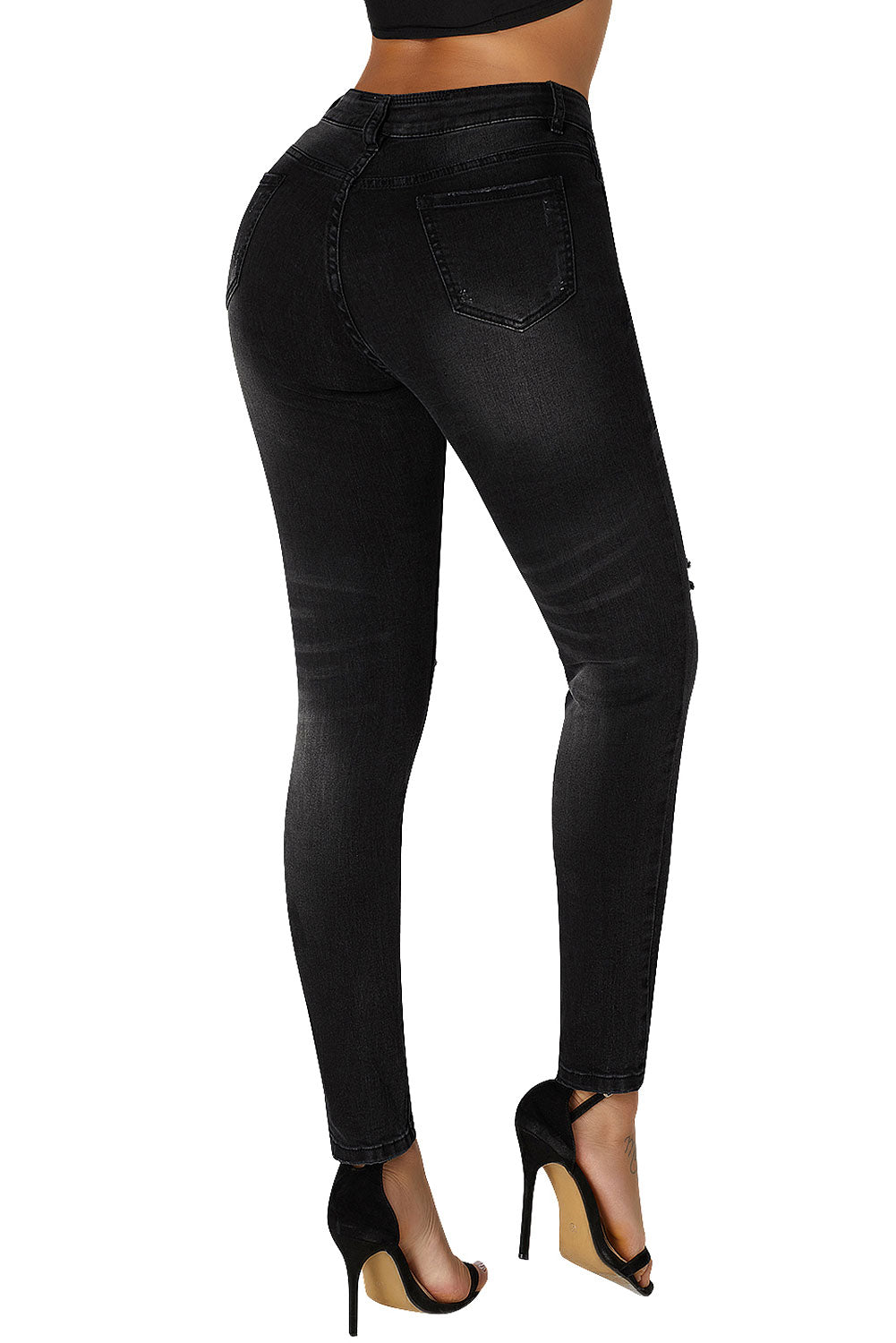 Mid Rise Ripped Stretchy Skinny Jeans