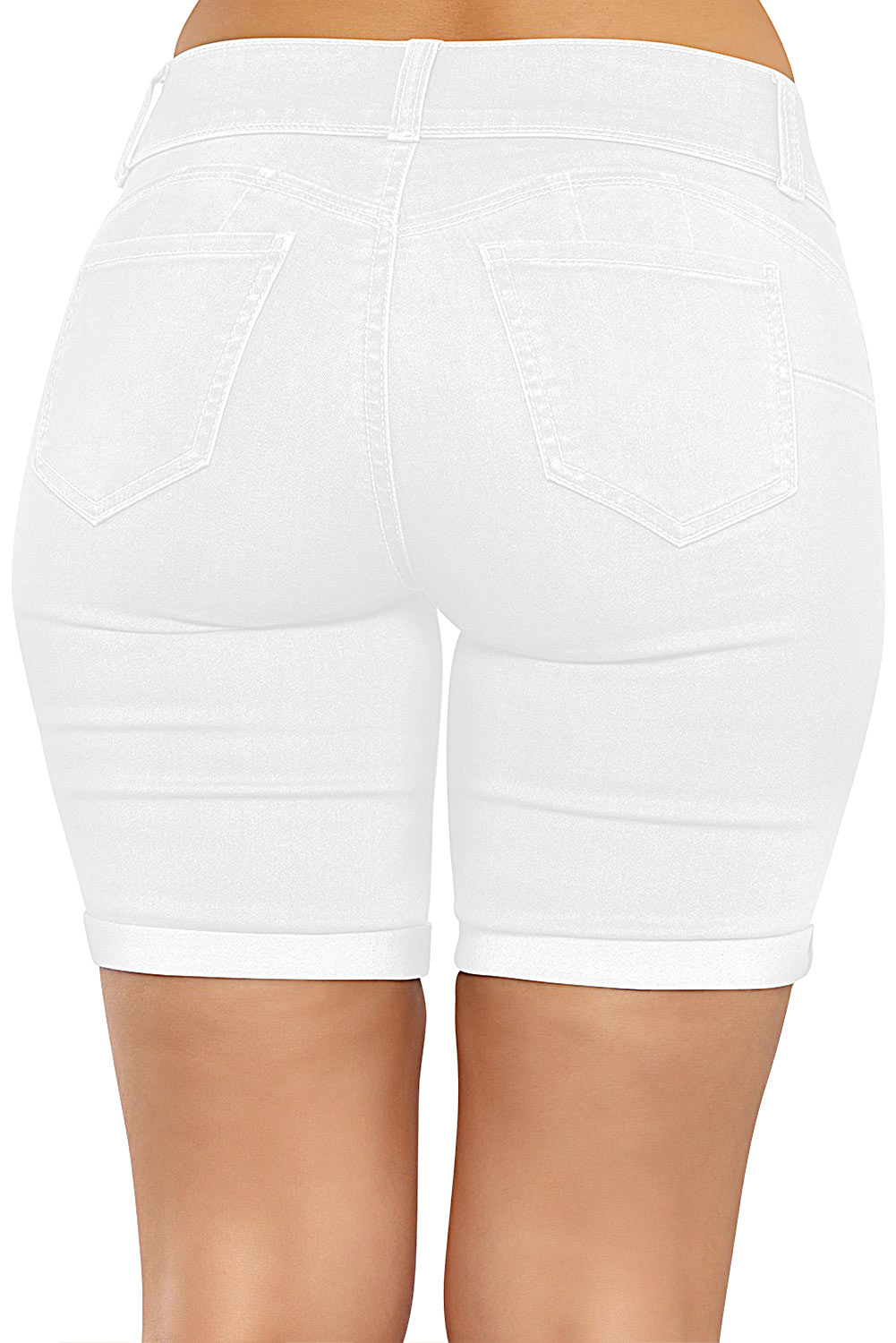 Mid Rise Butt Lifting Stretchy Bermuda Shorts