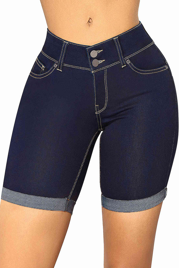 Mid Rise Butt Lifting Stretchy Bermuda Shorts