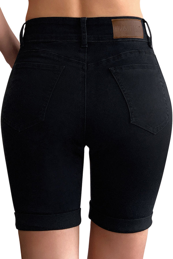 Mid Rise Butt Lifting Stretchy Bermuda Shorts