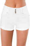 High Rise Stretchy Cuffed Denim Shorts