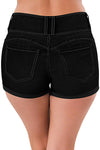 High Rise Stretchy Cuffed Denim Shorts