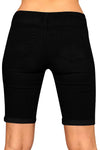 Mid Rise Hollow-out Ripped Bermuda Shorts