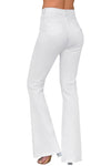 High Rise Ripped Raw Hemline Flare Jeans#color_white