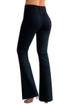 High Rise Ripped Raw Hemline Flare Jeans#color_black