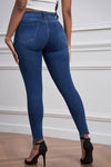 Mid Rise Ripped Stretchy Ankle Skinny Jeans