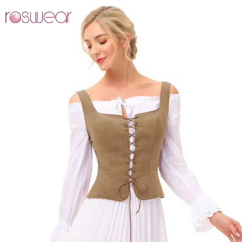 ROWSEAR Corset Tops for Women Bustier Shapewear Lingerie Lace Up Waist Push Up Cinch Elastic Bodices