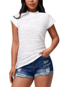 Mock Neck Cap Sleeve Basic Ribbed Tops