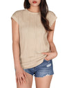 Mock Neck Cap Sleeve Basic Ribbed Tops