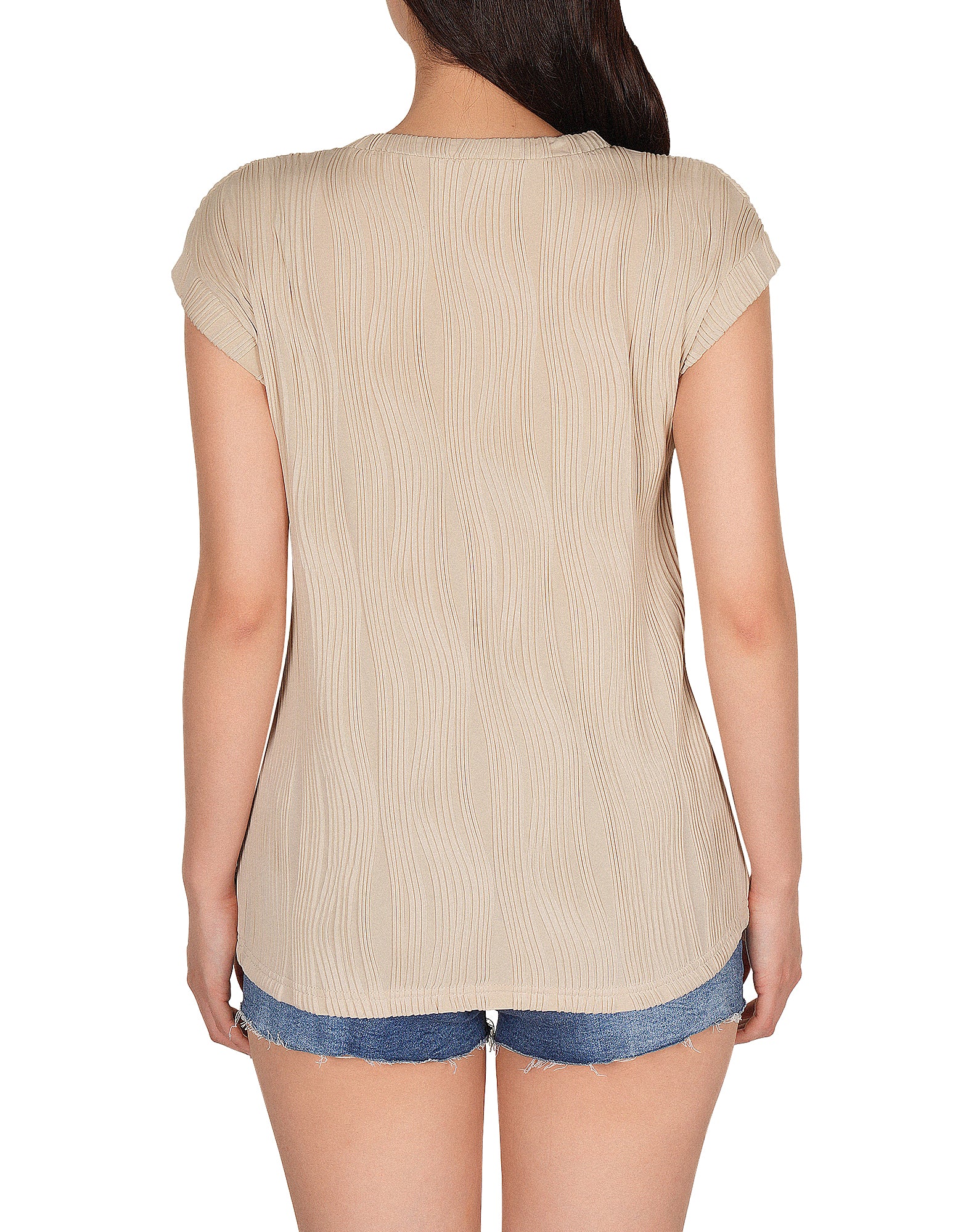 Mock Neck Cap Sleeve Basic Ribbed Tops