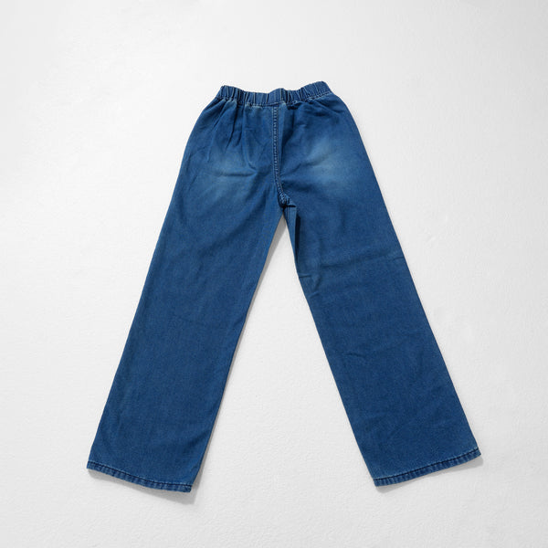 Roswear Kids Boys Wide Leg Jeans Elastic Waist - Classic Denim Blue