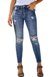 Women's Essentials Ripped Mid Rise Destroyed Skinny Jeans