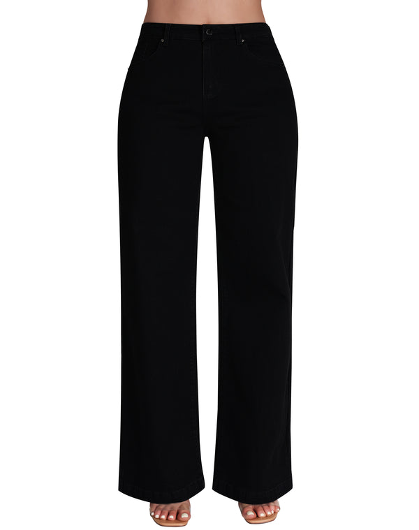 roswear Women's Wide Leg Jeans High Waisted Stretchy Y2k Baggy Jeans Tummy Control Trouser Jeans