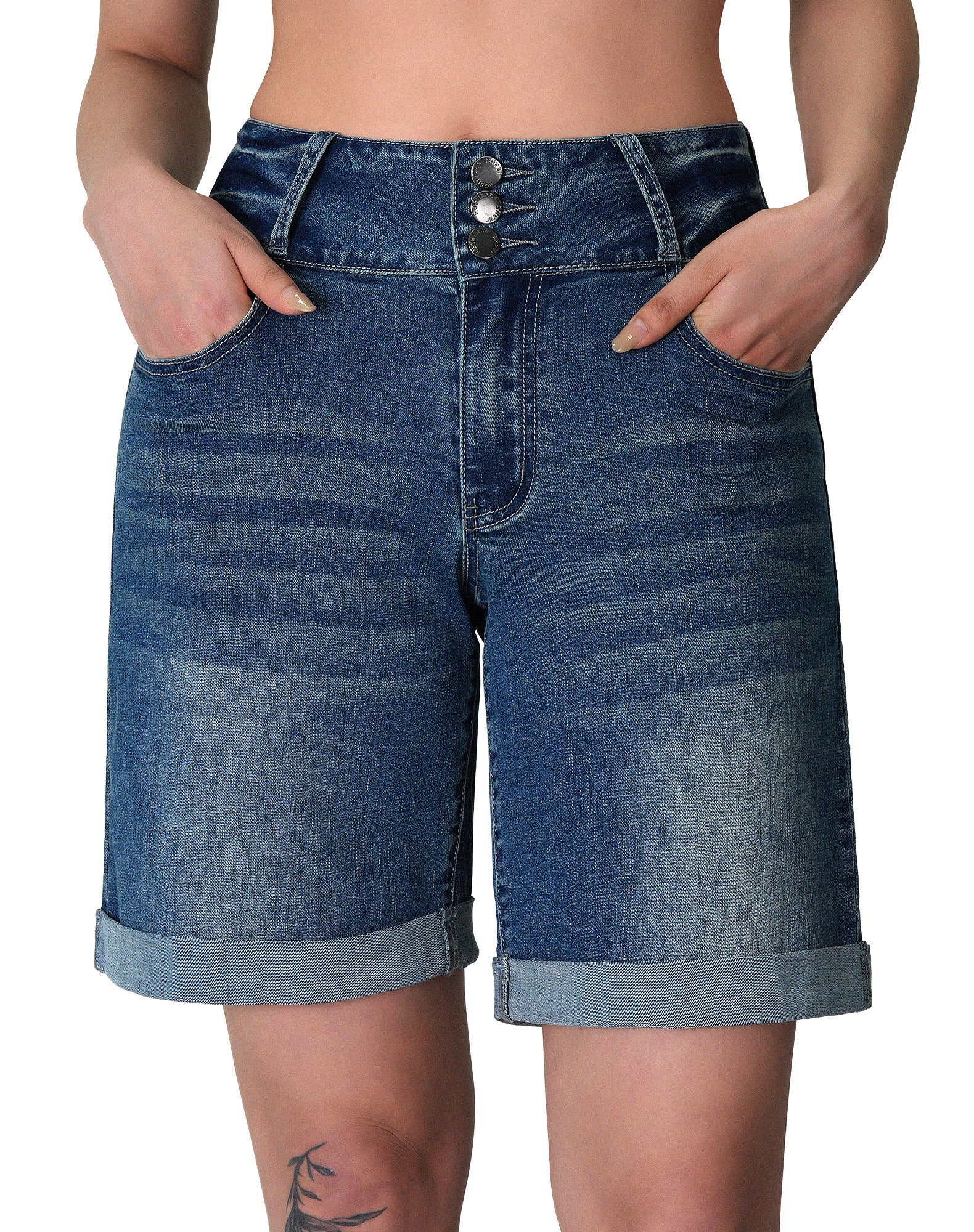 High Waisted Wide Leg Baggy Stretchy Jean Shorts