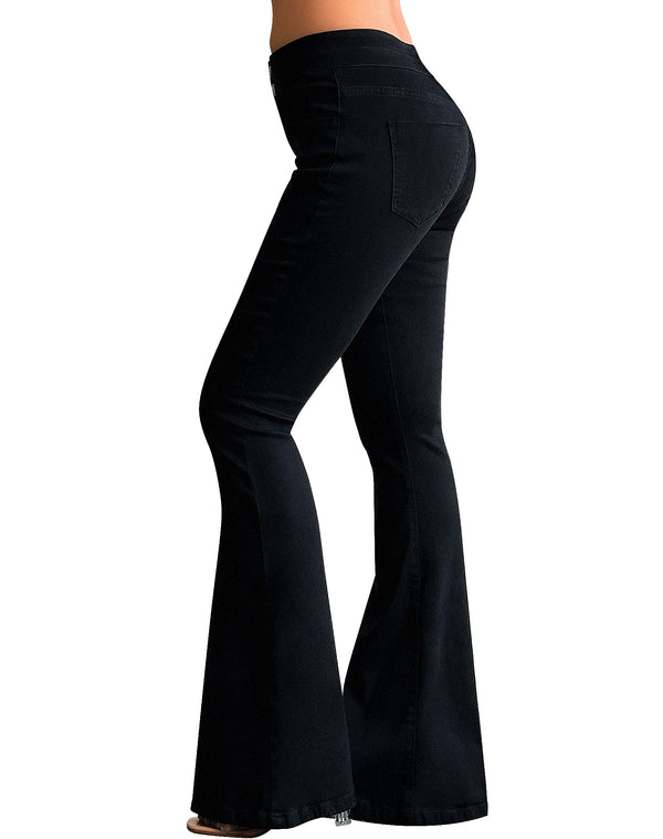 High Waisted Stretch Tummy Control Flared Jeans