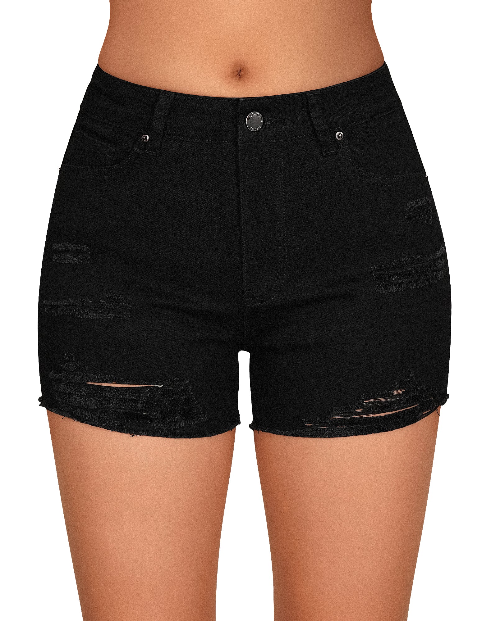 Summer Shorts Mid Rise Ripped Stretchy Jean Shorts