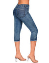 Mid Rise Skinny Ripped Stretchy Cropped Distressed Jeans