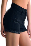 Mid Rise Ripped Frayed Raw Hem Stretchy Jeans Shorts