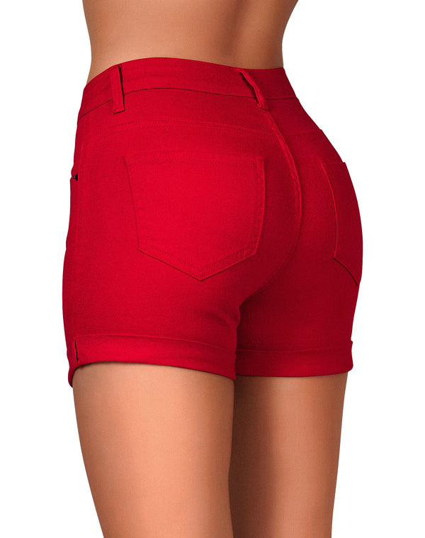 Roswear Women's High Waisted Stretchy Denim Shorts - Casual Summer Jean Shorts With Comfort Fit