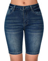 High Waisted Bermuda Shorts Stretchy Knee Length Jean Shorts