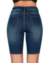 High Waisted Bermuda Shorts Stretchy Knee Length Jean Shorts