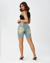 High Waisted Bermuda Shorts Stretchy Knee Length Jean Shorts