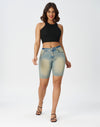 High Waisted Bermuda Shorts Stretchy Knee Length Jean Shorts