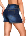 ROSWEAR Women's High Waisted Casual Summer Jean Mini Skorts with Pockets Stretch Denim Shorts Button Front Skirts