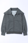 ROSWEAR Women's Gray Zip Front Cape Knit Jacket