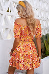 Sisiyer Orange Two-piece Boho Floral Skirts Set